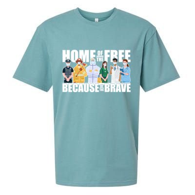 Support Frontline Workers Home Of The Free Sueded Cloud Jersey T-Shirt