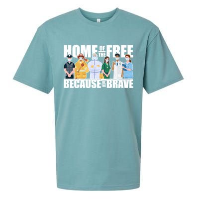 Support Frontline Workers Home Of The Free Sueded Cloud Jersey T-Shirt