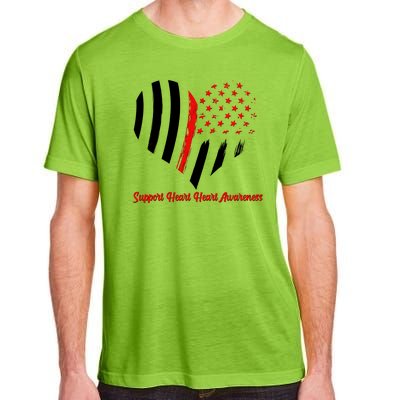 Support Heart Health Awareness - American US Flag Adult ChromaSoft Performance T-Shirt