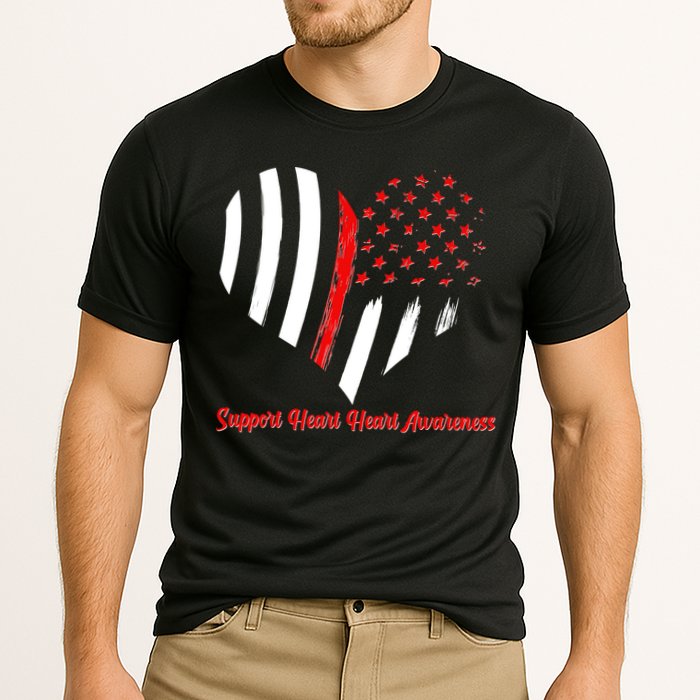 Support Heart Health Awareness - American US Flag Cooling Performance Crew T-Shirt