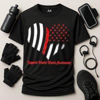 Support Heart Health Awareness - American US Flag Cooling Performance Crew T-Shirt