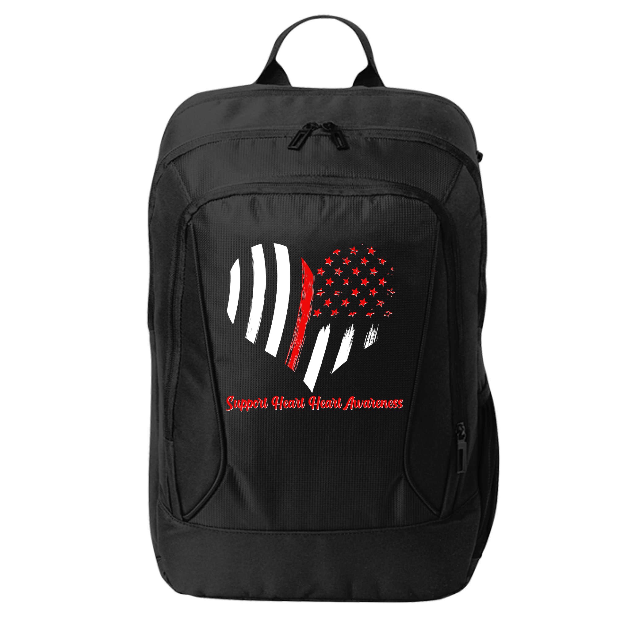 Support Heart Health Awareness - American US Flag City Backpack