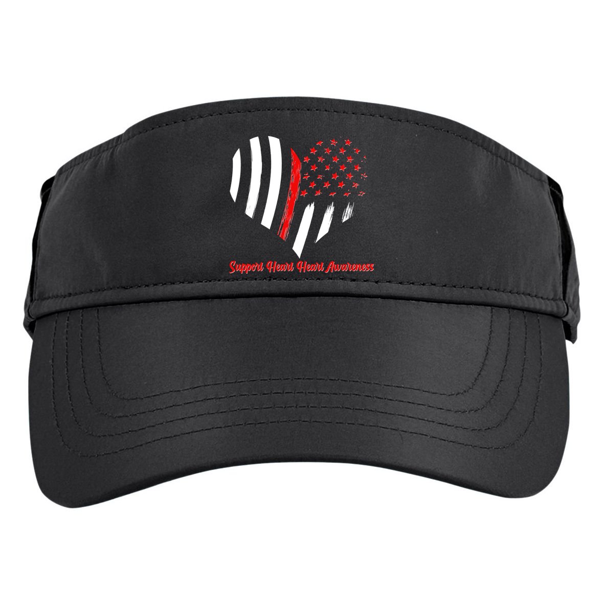 Support Heart Health Awareness - American US Flag Adult Drive Performance Visor
