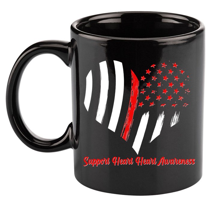 Support Heart Health Awareness - American US Flag 11oz C Handle Ceramic Mug