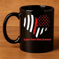 Support Heart Health Awareness - American US Flag 11oz C Handle Ceramic Mug