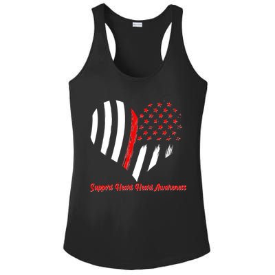 Support Heart Health Awareness - American US Flag Ladies PosiCharge Competitor Racerback Tank