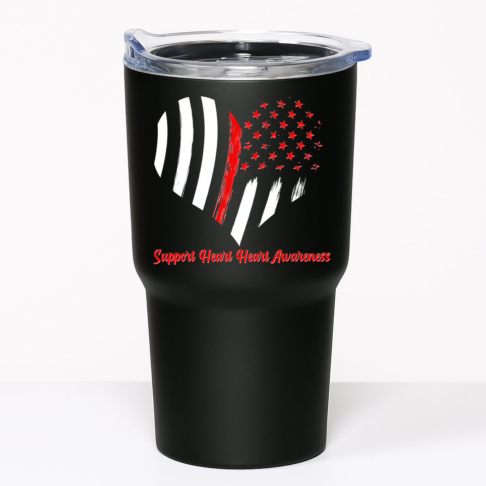 Support Heart Health Awareness - American US Flag Tumbler
