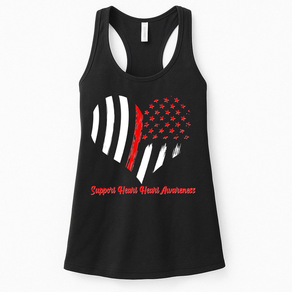 Support Heart Health Awareness - American US Flag Womens Tank Top