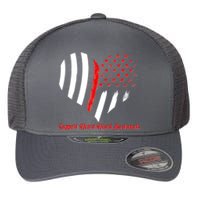 Support Heart Health Awareness - American US Flag Flexfit Unipanel Trucker Cap