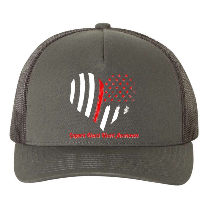 Support Heart Health Awareness - American US Flag Yupoong Adult 5-Panel Trucker Hat