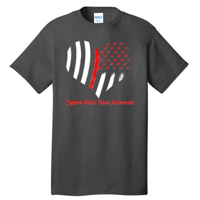 Support Heart Health Awareness - American US Flag Tall T-Shirt