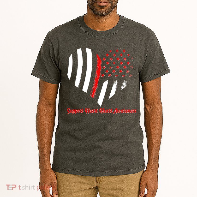 Support Heart Health Awareness - American US Flag Tall T-Shirt