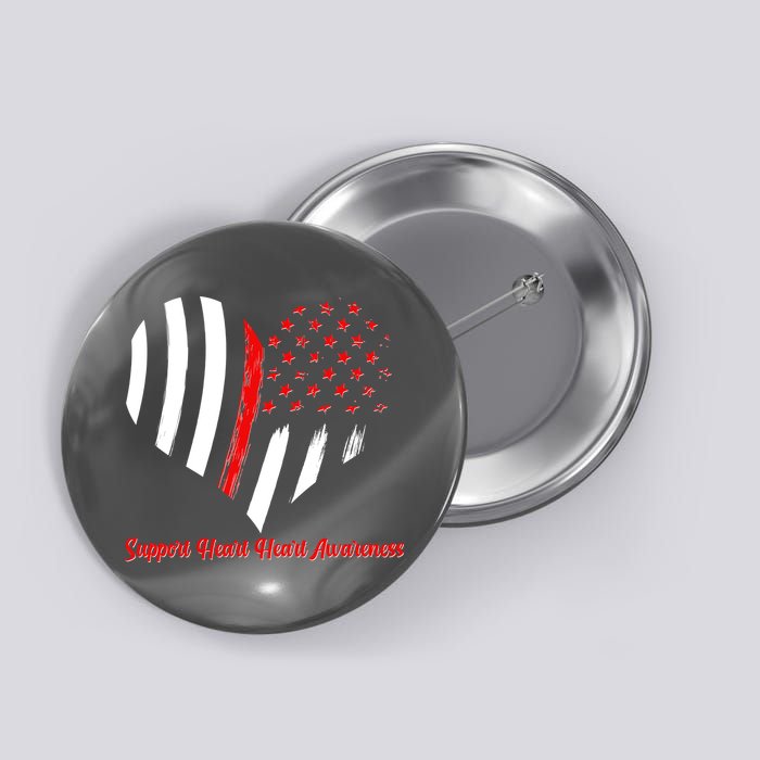 Support Heart Health Awareness - American US Flag Button