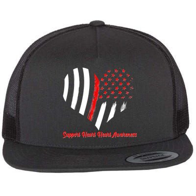 Support Heart Health Awareness - American US Flag Flatbill Hat