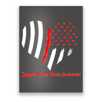 Support Heart Health Awareness - American US Flag Poster