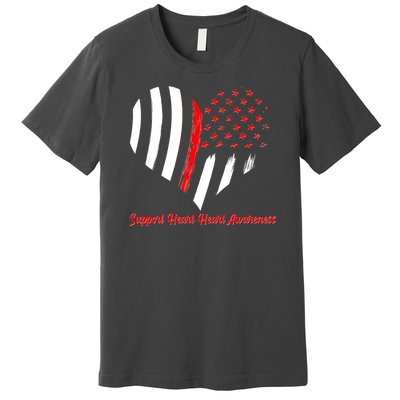 Support Heart Health Awareness - American US Flag Premium T-Shirt