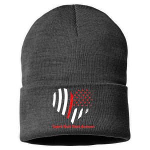 Support Heart Health Awareness - American US Flag Sustainable Knit Beanie