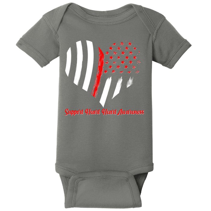 Support Heart Health Awareness - American US Flag Baby Bodysuit