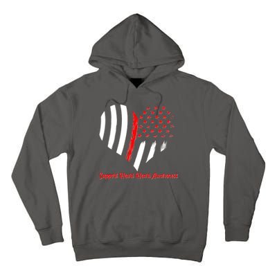 Support Heart Health Awareness - American US Flag Tall Hoodie