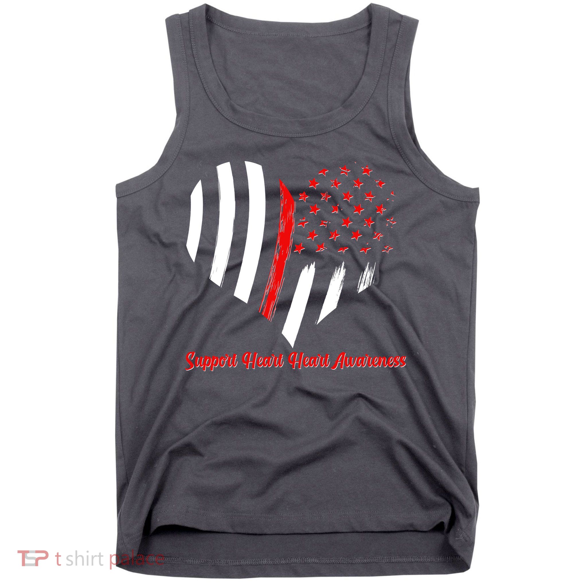 Support Heart Health Awareness - American US Flag Tank Top