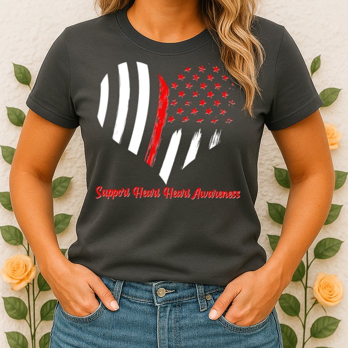 Support Heart Health Awareness - American US Flag Womens T-Shirt