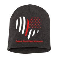 Support Heart Health Awareness - American US Flag Short Acrylic Beanie