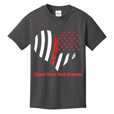 Support Heart Health Awareness - American US Flag Kids T-Shirt