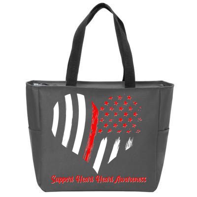 Support Heart Health Awareness - American US Flag Zip Tote Bag