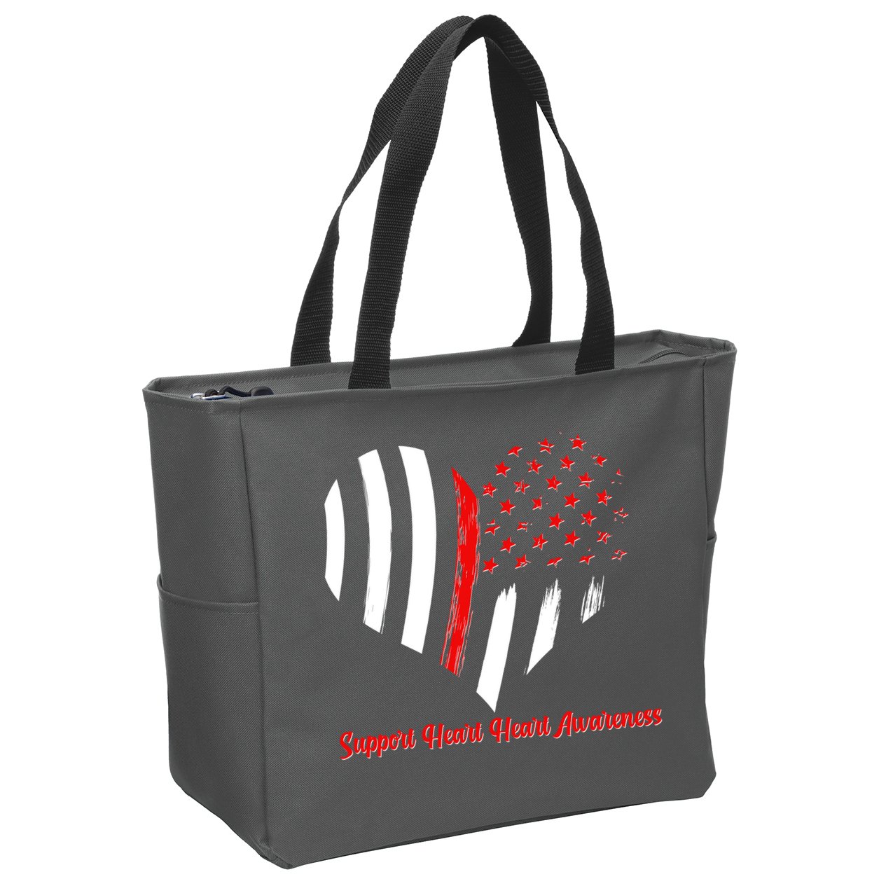 Support Heart Health Awareness - American US Flag Zip Tote Bag