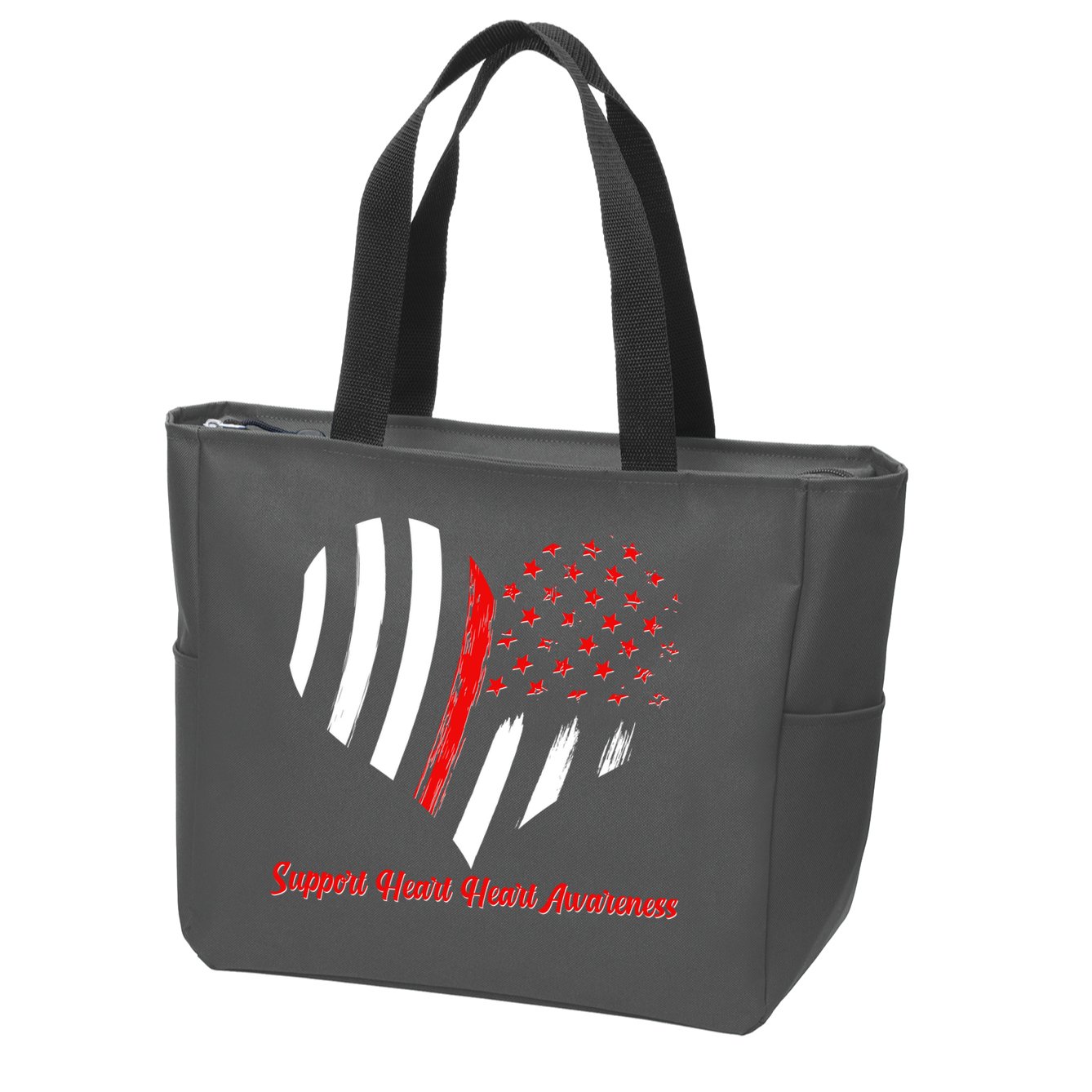 Support Heart Health Awareness - American US Flag Zip Tote Bag