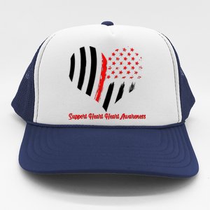 Support Heart Health Awareness - American US Flag Trucker Hat