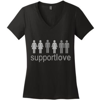 Support Love Equal Rights Women's V-Neck T-Shirt