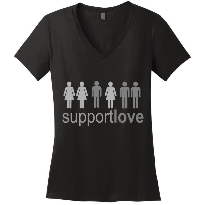 Support Love Equal Rights Women's V-Neck T-Shirt