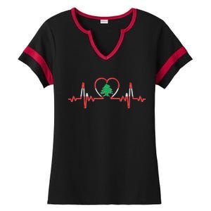 Support Love Lebanon Heartbeat Ladies Halftime Notch Neck Tee