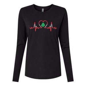 Support Love Lebanon Heartbeat Womens Cotton Relaxed Long Sleeve T-Shirt