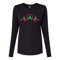 Support Love Lebanon Heartbeat Womens Cotton Relaxed Long Sleeve T-Shirt