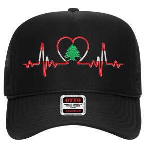 Support Love Lebanon Heartbeat High Crown Mesh Back Trucker Hat