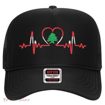 Support Love Lebanon Heartbeat High Crown Mesh Back Trucker Hat