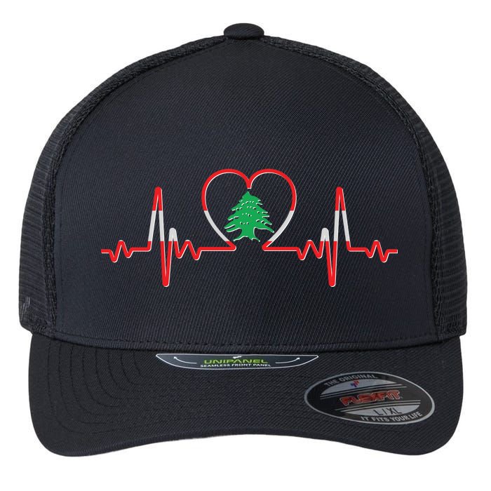 Support Love Lebanon Heartbeat Flexfit Unipanel Trucker Cap