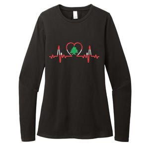 Support Love Lebanon Heartbeat Womens CVC Long Sleeve Shirt