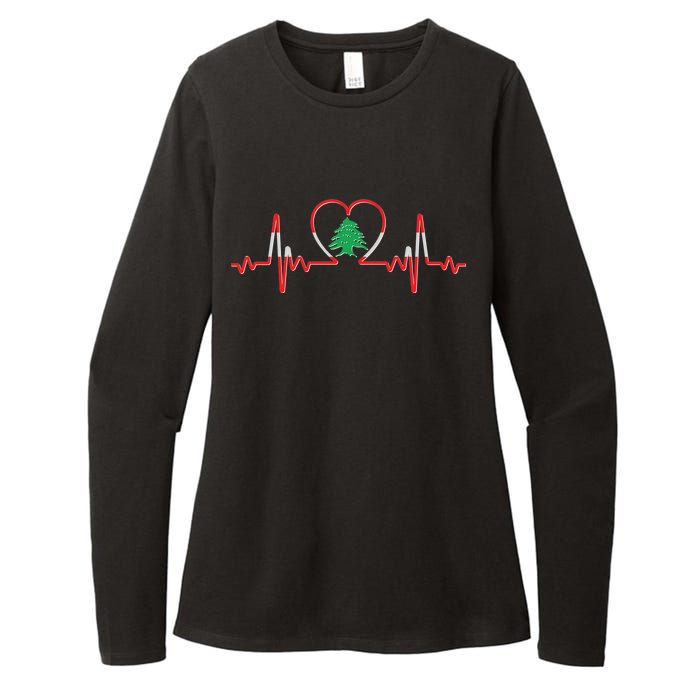 Support Love Lebanon Heartbeat Womens CVC Long Sleeve Shirt