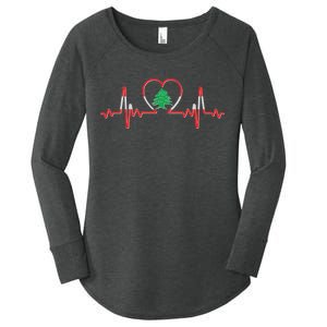 Support Love Lebanon Heartbeat Women's Perfect Tri Tunic Long Sleeve Shirt