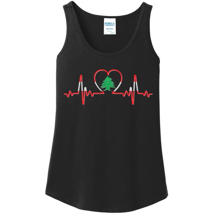 Support Love Lebanon Heartbeat Ladies Essential Tank