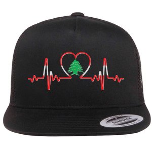 Support Love Lebanon Heartbeat Flat Bill Trucker Hat