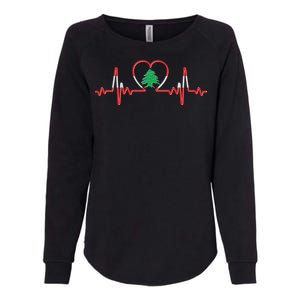 Support Love Lebanon Heartbeat Womens California Wash Sweatshirt