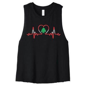 Support Love Lebanon Heartbeat Women's Racerback Cropped Tank