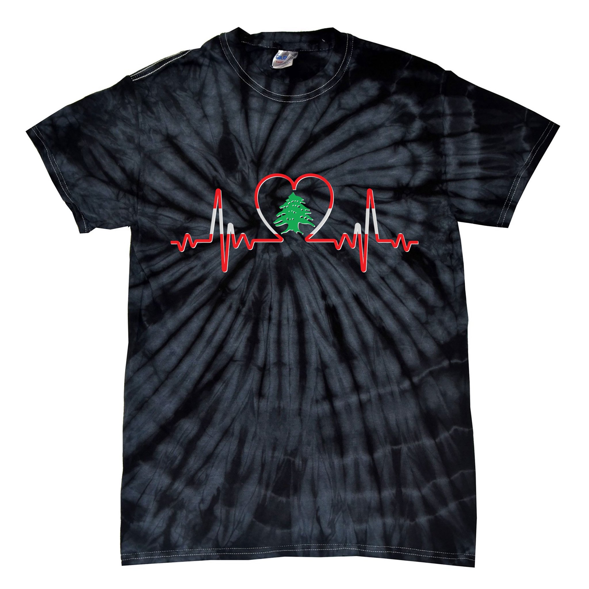 Support Love Lebanon Heartbeat Tie-Dye T-Shirt