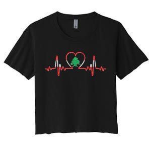 Support Love Lebanon Heartbeat Women's Crop Top Tee