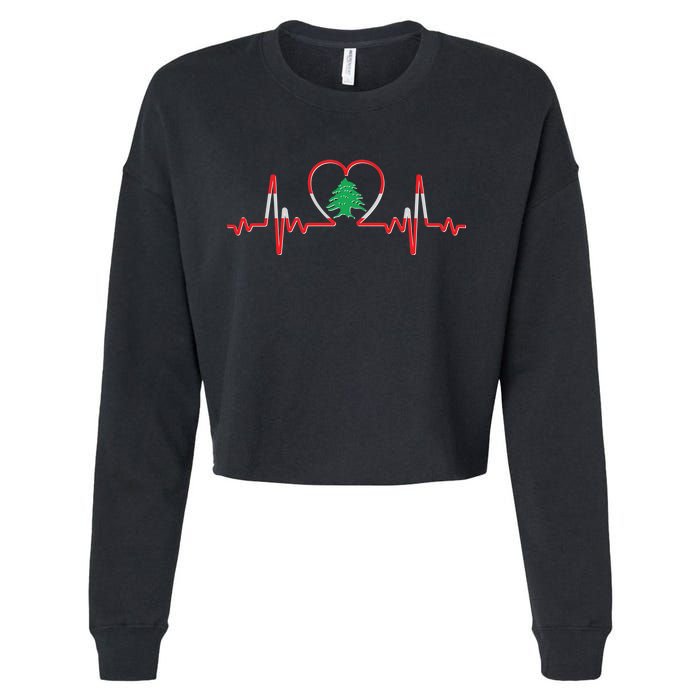 Support Love Lebanon Heartbeat Cropped Pullover Crew