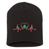 Support Love Lebanon Heartbeat Short Acrylic Beanie